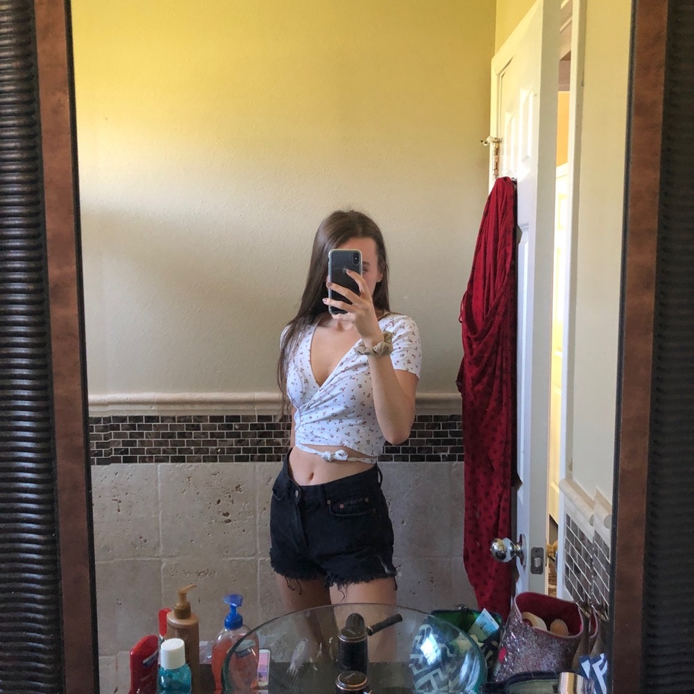 floral brandy melville wrap shirt